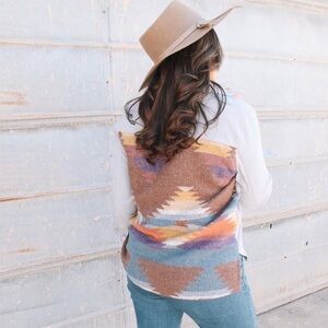 Vici for Doe & Rae Southwestern Tapestry back Geometric Patterned Shirt